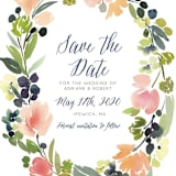 "Watercolor Wreath" - Save the Dates in Grapefruit by Yao Cheng Design - Detail
