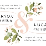 "Floral Ampersand" - Save the Dates in Rosebud by Jennifer Wick - Detail