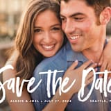 "brushed lettering" - Save the Dates in Linen by Kelly Schmidt - Detail