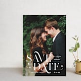 "Stacked Serif" - Save the Dates in Cream by Lauren Chism - Front