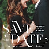 "Stacked Serif" - Save the Dates in Cream by Lauren Chism - Detail