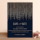 "Crystal Curtain" - Save the Dates in Navy by Rebecca Bowen - Front