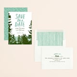 "Mountain View" - Save the Dates in Pine Green by Ariel Rutland - Assembled