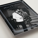 "Bevel Monogram" - Save the Dates in French Blue by Carolyn MacLaren - Detail