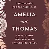 "Bold Floral" - Save the Dates in Plum by Katharine Watson - Detail