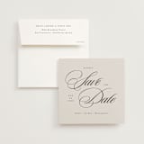 "Square Script" - Save the Dates in Vanilla by Michelle Taylor - Save the Date with Envelope