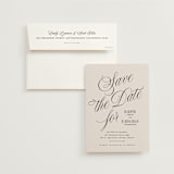 "Mirin" - Save the Dates in Linen by Kate Ahn - Save the Date with Envelope