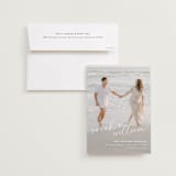 "Sweet Script" - Customizable Save The Date Cards in White by Jessie Steury.