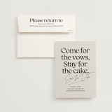 "Stay for Cake" - Save the Dates in Dark Chocolate by Jackie Crawford - Save the Date with Envelope