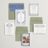 "Tapestry" - Save the Dates in Cobalt by Jenna Holcomb - Matching Invitation Suite