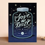 "Firefly Mason Jar" - Save the Dates in Midnight by Shannon Chen of Four Wet Feet Studio - Front