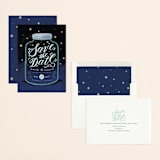 "Firefly Mason Jar" - Save the Dates in Midnight by Shannon Chen of Four Wet Feet Studio - Assembled