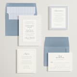 "Coastal Charm" - Save the Dates in Dusty Blue by Jennifer Postorino - Matching Invitation Suite