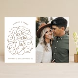 "Elegantly Scripted" - Save the Dates in Golden by Kristen Smith - Front