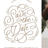 "Elegantly Scripted" - Save the Dates in Golden by Kristen Smith - Detail