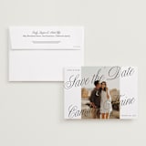 "Bold Script Frame" - Save the Dates in Snow by Katharine Watson - Save the Date with Envelope