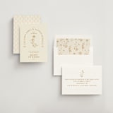 "Floral Type Arch" - Save the Dates in Cream by Baumbirdy - Assembled