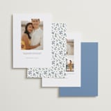 "Foliage Crest" - Save the Dates in Sky by Everett Paper Goods - Back of Card Options
