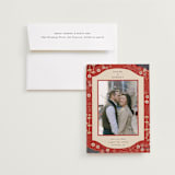 "Japanese Textile" - Save the Dates in Rose by Jennifer Holbrook - Save the Date with Envelope