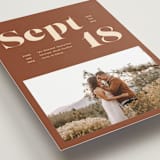 "Bold Print" - Save the Dates in Rust by April Astudillo - Detail