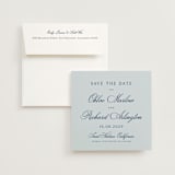 "Landscape Script" - Save the Dates in Sky by Kelly Schmidt - Save the Date with Envelope
