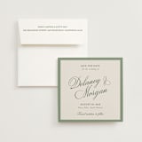 "classic bold border" - Save the Dates in Olive by Cass Loh - Save the Date with Envelope