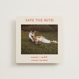 "Modern Outline" - Save the Dates in Hibiscus by Stephanie Heinrich Godbout - Front