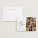 "Classic Script" - Save the Dates in Stone by Brianne Larsen - Save the Date with Envelope