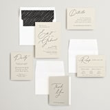 "Scripted Names" - Save the Dates in Ecru by Hooray Creative - Matching Invitation Suite