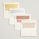 "Modern Aligned" - Save the Dates in Creampuff by Carolyn MacLaren - Envelope Liner Options