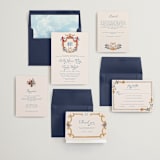 "Swan Crest" - Save the Dates in Royal by Cass Loh - Matching Invitation Suite