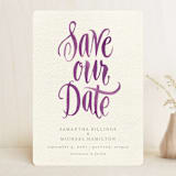 "Painted Simplicity" - Save the Dates in Plum by Laura Bolter - Front