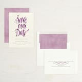 "Painted Simplicity" - Save the Dates in Plum by Laura Bolter - Assembled