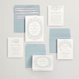"Wild Roses" - Save the Dates in Powder Blue by Kristen Smith - Matching Invitation Suite
