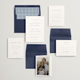 "Modern Air" - Save the Dates in Dusty Blue by Stacey Meacham - Matching Invitation Suite