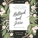 "Rustic Floral Fern" - Save the Dates in Charcoal by Alethea and Ruth - Detail
