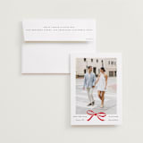 "Crimson Bow" - Save the Dates in Crimson by Olivia Kanaley Inman - Save the Date with Envelope
