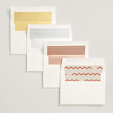 "Party Squiggle" - Save the Dates in Papaya by Blustery August - Envelope Liner Options