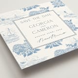 "Coastal Toile" - Save the Dates in Sea by Jenna Holcomb - Detail