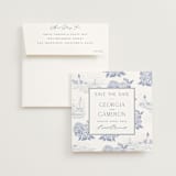 "Coastal Toile" - Save the Dates in Periwinkle by Jenna Holcomb - Save the Date with Envelope