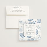 "Coastal Toile" - Save the Dates in Sea by Jenna Holcomb - Save the Date with Envelope