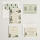"Whispering Pines" - Save the Dates in Forest by Elly - Matching Invitation Suite