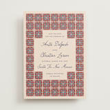 "Block Print Tile" - Save the Dates in Terracotta by Katharine Watson - Front