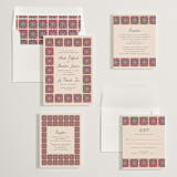 "Block Print Tile" - Save the Dates in Terracotta by Katharine Watson - Matching Invitation Suite