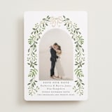 "Greenery crest" - Save the Dates in Sage by Sarah Knight - Front