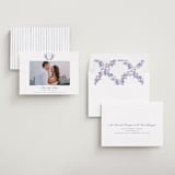 "watercolor flowers crest" - Save the Dates in Dusty Blue by Cass Loh - Assembled