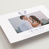 "watercolor flowers crest" - Save the Dates in Dusty Blue by Cass Loh - Detail