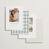 "Gingham Border" - Save the Dates in Indigo by Hannah Bowman - Back of Card Options
