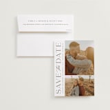 "Atlas" - Save the Dates in Taupe by Kristen Smith - Save the Date with Envelope