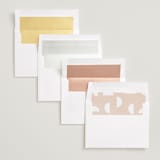 "Minimal Modern" - Save the Dates in Melon by Kelly Watkins - Envelope Liner Options